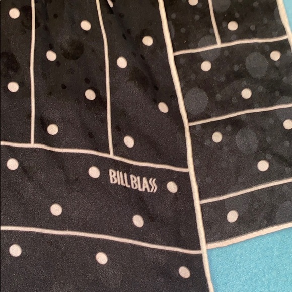 BILL BLASS vintage silk polka dot scarf black white 10” X 56” size OSFA - Picture 4 of 7